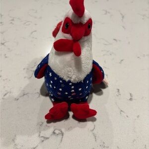 Ty Plush Chicken Toy - Red, White, and Blue